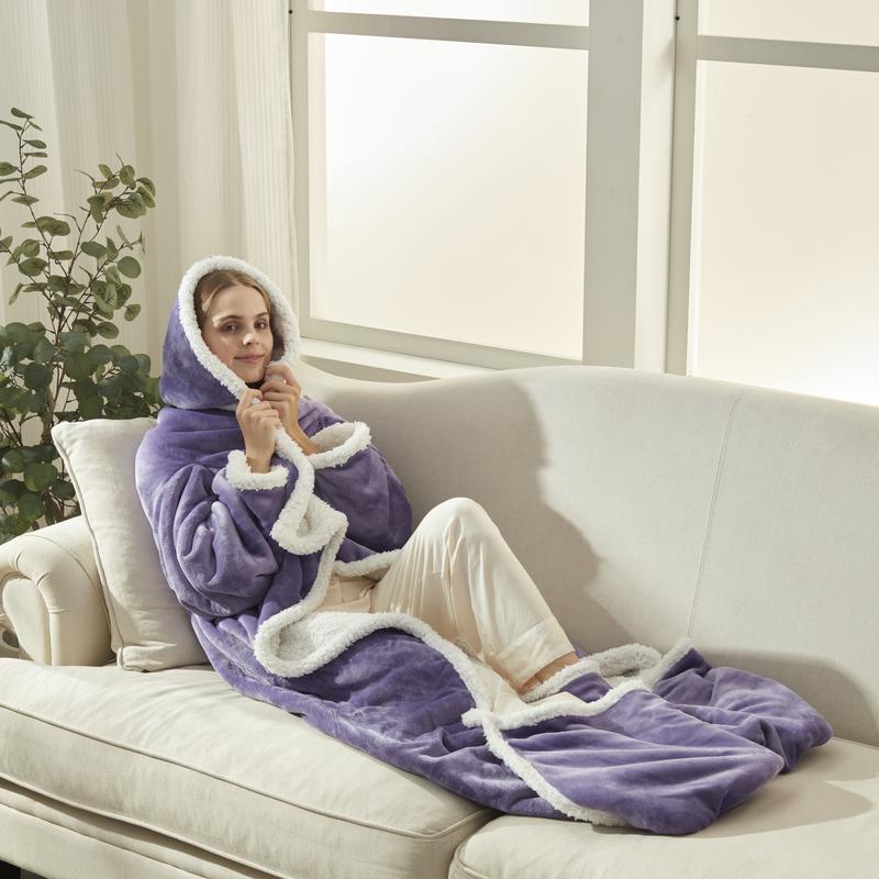 Ultra-Soft Wearable Heated Blanket – Sleeves, Hood & Foot Pockets | Adjustable Heat & Auto-Off