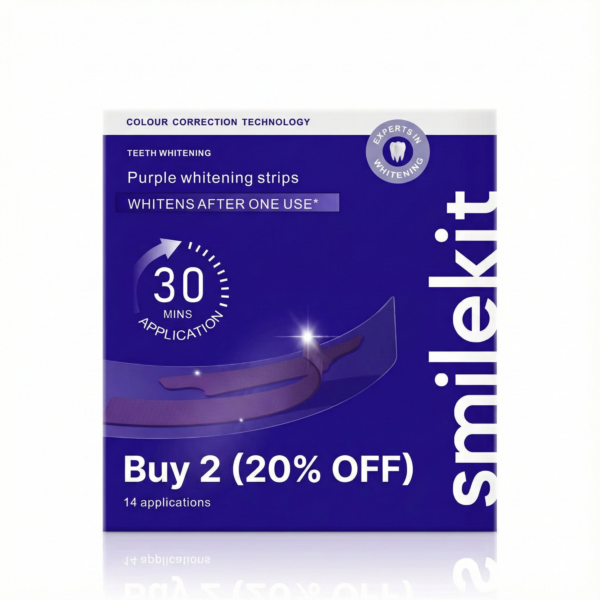 V34 Purple Teeth Whitening Strips – Advanced Color Correction for Brighter Smile in 30 Minutes | Instantly Neutralize Yellow Stains