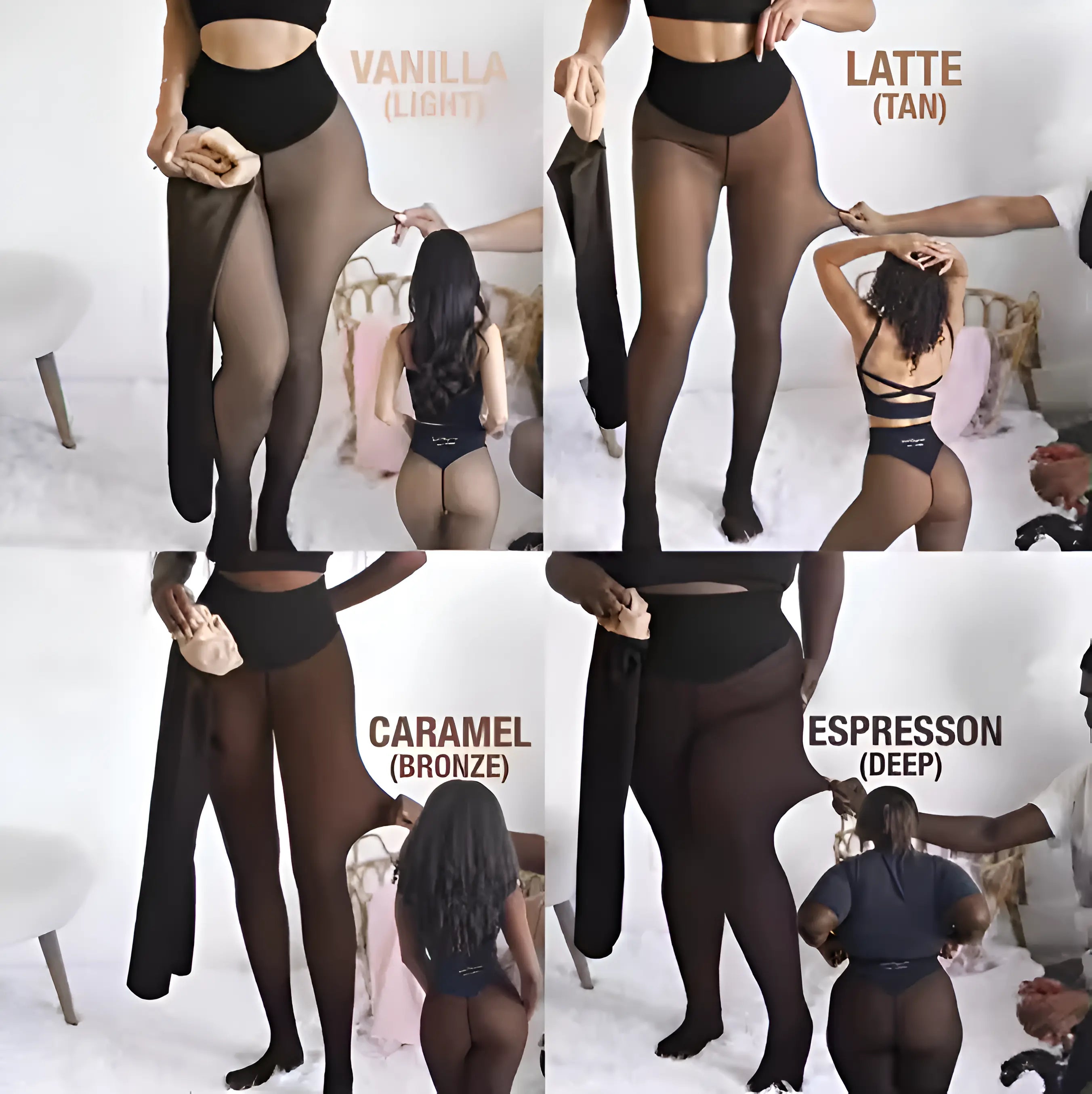 Winter Waist-Snatch Shaping Tights – Semi-Transparent Fleece Leggings with Tummy Control