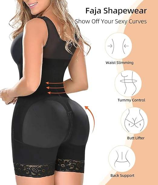 Colombian Fajas Shapewear for Women – Full Body Tummy Control Shaper with Butt Lifter and Zipper Crotch