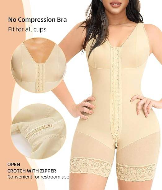 Colombian Fajas Shapewear for Women – Full Body Tummy Control Shaper with Butt Lifter and Zipper Crotch