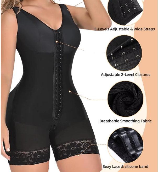 Colombian Fajas Shapewear for Women – Full Body Tummy Control Shaper with Butt Lifter and Zipper Crotch