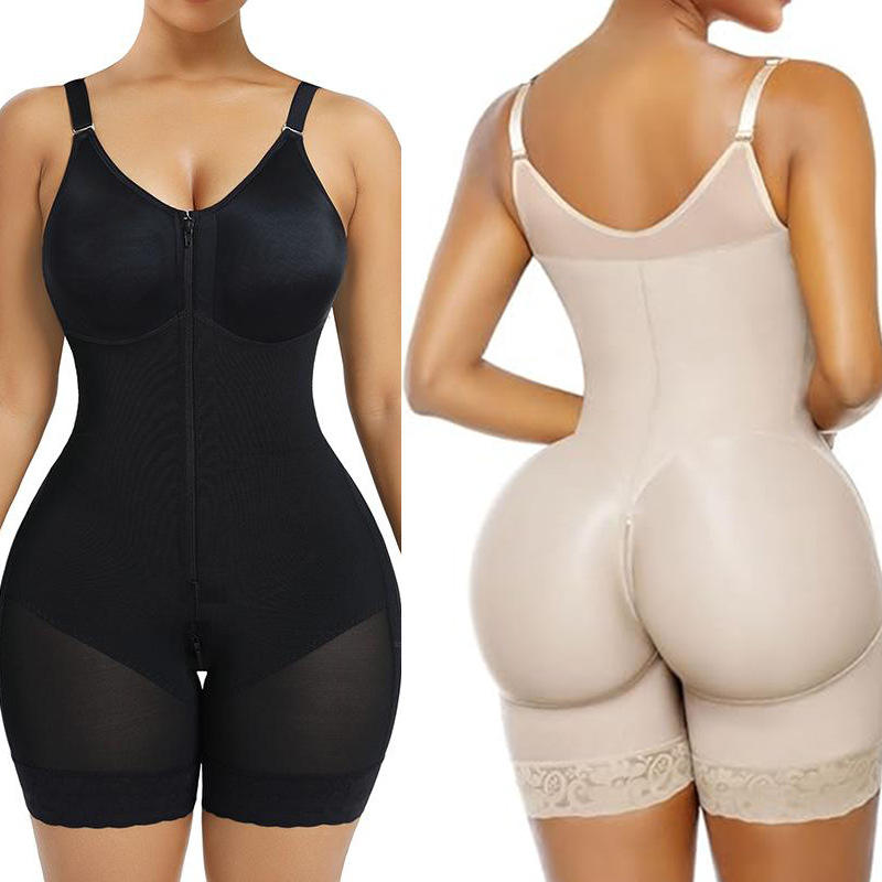 Women’s Fajas Colombians shapewear Tummy Control Butt Lifter Shaper with Zipper Crotch detachable shoulder strap
