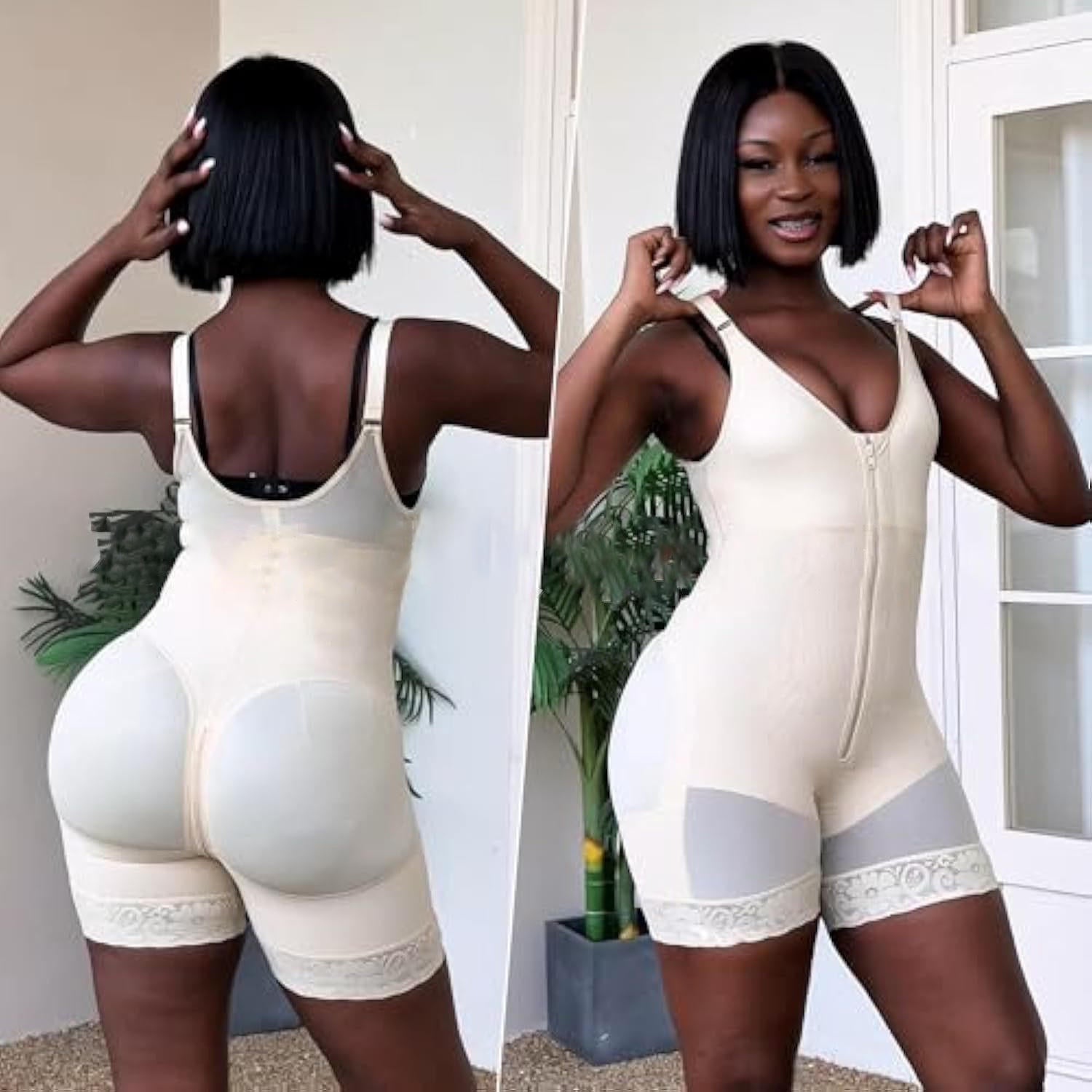Women’s Fajas Colombians shapewear Tummy Control Butt Lifter Shaper with Zipper Crotch detachable shoulder strap