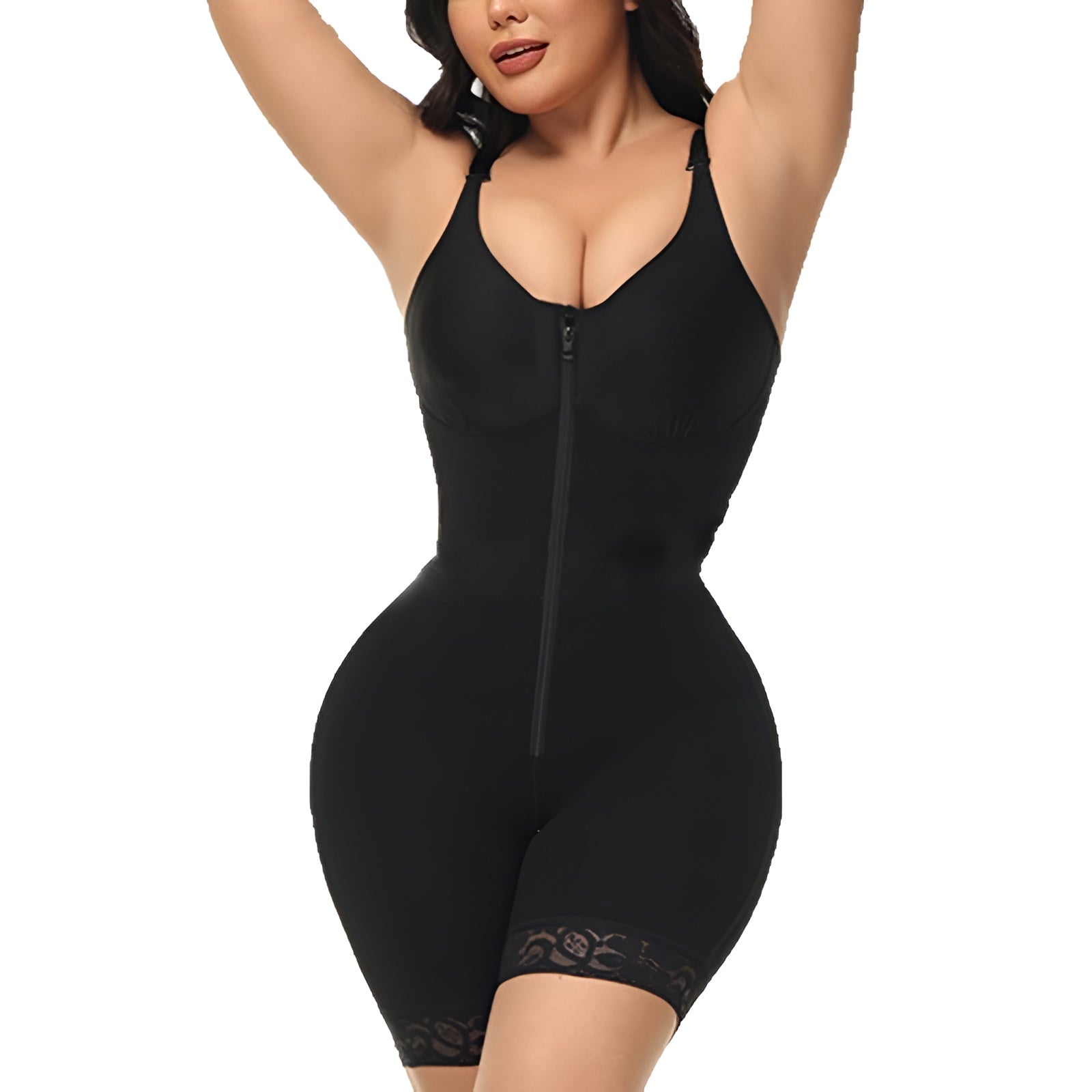 Women’s Fajas Colombians shapewear Tummy Control Butt Lifter Shaper with Zipper Crotch detachable shoulder strap