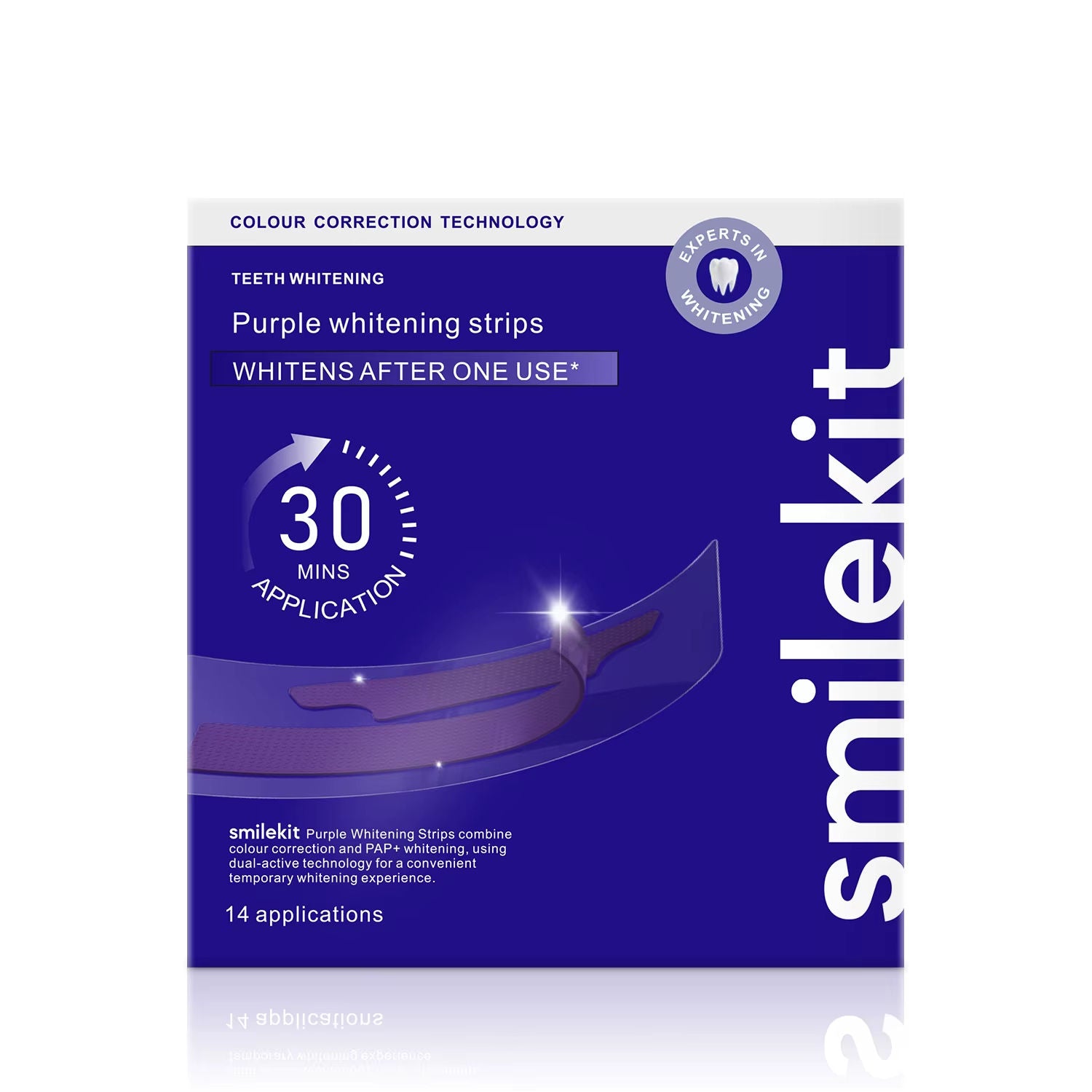 V34 Purple Teeth Whitening Strips – Advanced Color Correction for Brighter Smile in 30 Minutes | Instantly Neutralize Yellow Stains