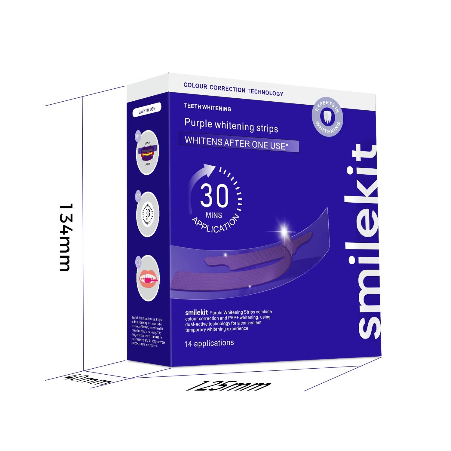 V34 Purple Teeth Whitening Strips – Advanced Color Correction for Brighter Smile in 30 Minutes | Instantly Neutralize Yellow Stains