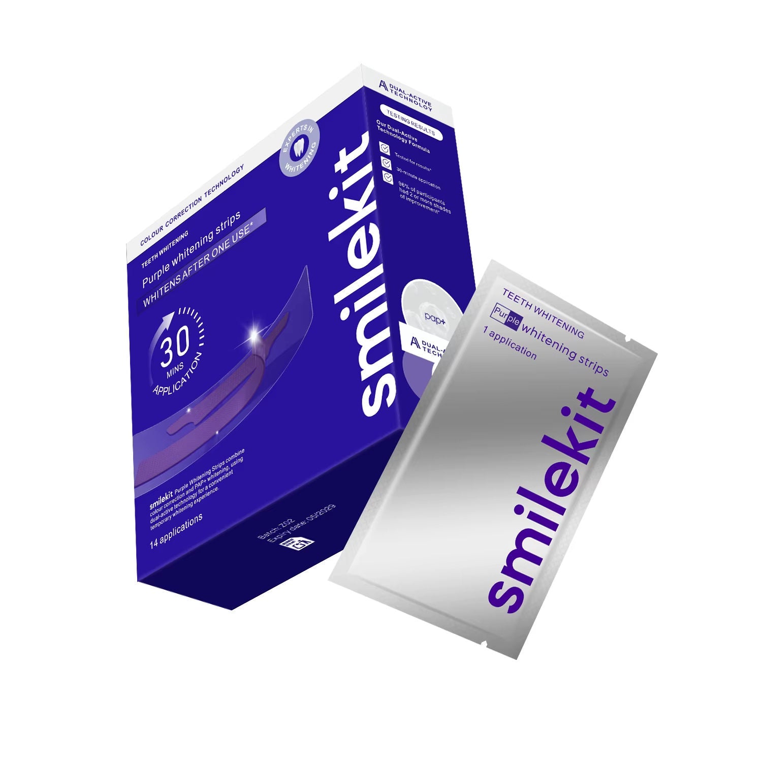 V34 Purple Teeth Whitening Strips – Advanced Color Correction for Brighter Smile in 30 Minutes | Instantly Neutralize Yellow Stains