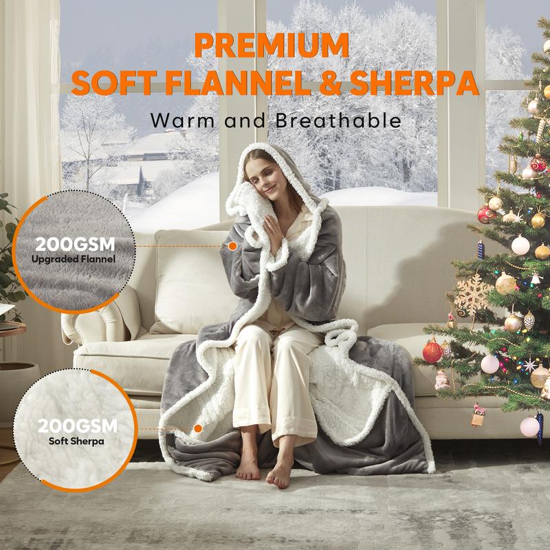 Ultra-Soft Wearable Heated Blanket – Sleeves, Hood & Foot Pockets | Adjustable Heat & Auto-Off