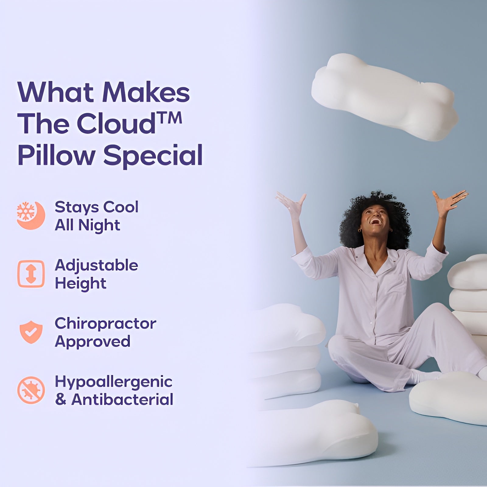 CloudAlign™ Ergonomic Cervical Pillow – Dual Height Memory Foam for Neck Pain Relief & Deep Sleep