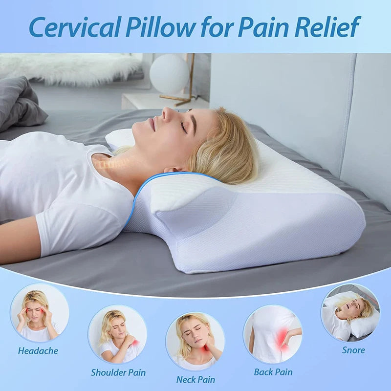 Memory Foam Cervical Pillow, 2 In 1 Ergonomic Contour Orthopedic Pillow For Neck Pain